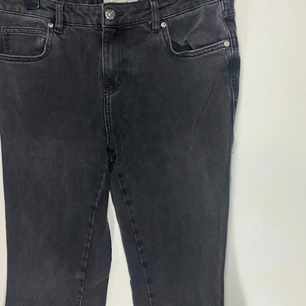Free People Black Rita Cropped Frayed Flare Jeans